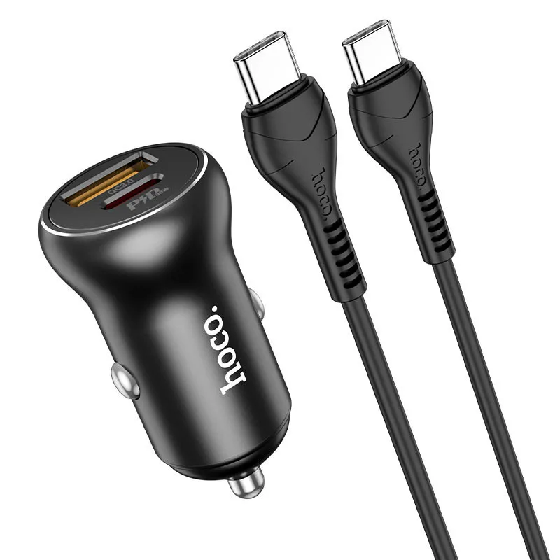 Автомобільний зарядний пристрій Hoco NZ5 PD30W+QC3.0 (з швидкою зарядкою) Black - Зображення 2