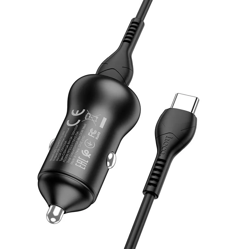 Автомобільний зарядний пристрій Hoco NZ5 PD30W+QC3.0 (з швидкою зарядкою) Black - Зображення 3