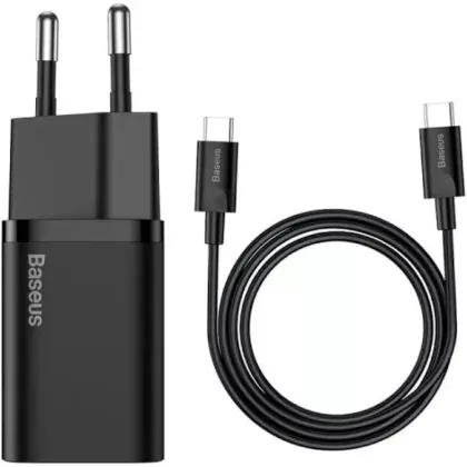Мережевий зарядний пристрій Baseus Super Silicone PD Charger 25W (1Type-C) + Cable Type-C to Type-C 3A (1m)