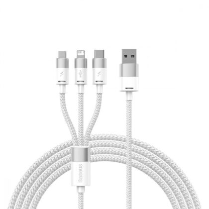 Кабель Baseus StarSpeed One-for-three Fast Charging USB (Micro USB+Lightning+Type-C) 3.5A (1.2m) white