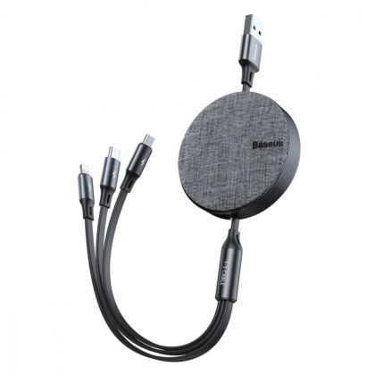 Кабель Baseus Fabric 3-in-1 Flexible (Micro USB+Lightning+Type-C) 3.5A (1.2m) gray/black