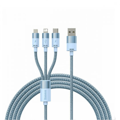Кабель Baseus StarSpeed One-for-three Fast Charging USB (Micro USB+Lightning+Type-C) 3.5A (1.2m) blue