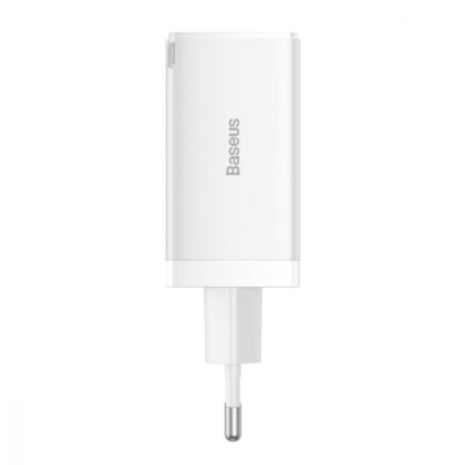 МЗП Baseus GaN5 Pro 65W (2 Type-С+USB ) + Кабель Type-C  to Type-C 100W (1m) white