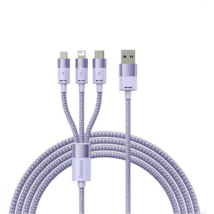 Кабель Baseus StarSpeed One-for-three Fast Charging USB (Micro USB+Lightning+Type-C) 3.5A (1.2m) purple