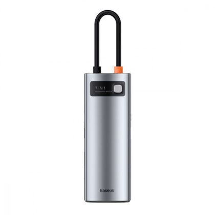USB-Хаб Baseus Metal Gleam Series 7-in-1 (2xUSB3.0 + 4KHD  + Type-C + Type-C PD+ TF + SD) gray