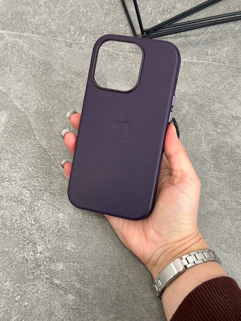 Чохол шкіряний Leather case with MagSafe for iPhone 14 Plus Original Quality - Зображення 6