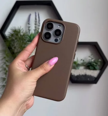 Чохол шкіряний Leather case with MagSafe for iPhone 15 Pro Max 1:1