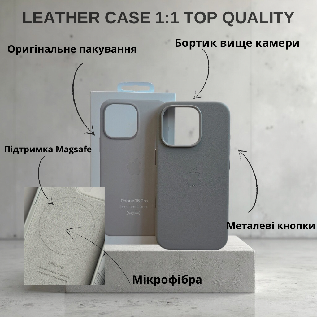 Чохол шкіряний Leather case with MagSafe for iPhone 16 Pro 1:1 - Зображення 2