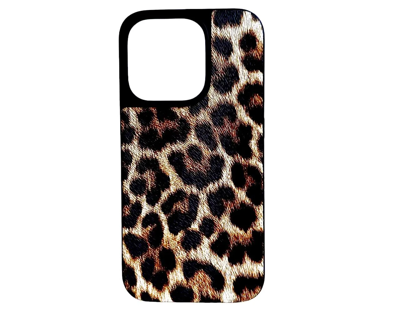 Чохол Leopard Print для iPhone 15 Pro Max із силіконовими бортиками та захистом камери і екрану