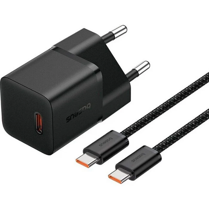 Мережевий зарядний пристрій Baseus GaN5 Fast Charger 20W + Cable Type-C to Type-C 100W 1m