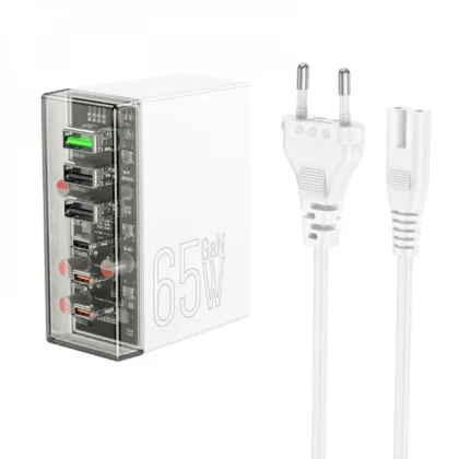 Мережевий зарядний пристрій Hoco N36 Fuerza 65W PD 3xUSB-C/3xUSB-A White