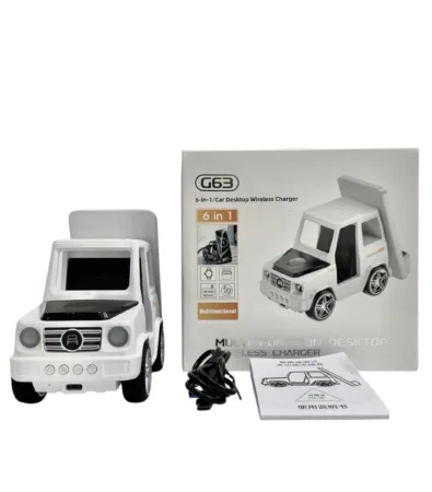 Бездротова зарядна станція 6 in 1 G63 в стилі Гелендваген (iPhone, iWatch, AirPods, Bluetooth-колонка, годинник) 15W