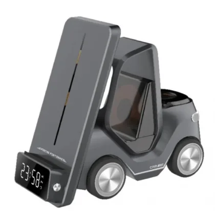 Бездротова зарядна станція в стилі автомобіля 5 in 1 T20 (iPhone, iWatch, AirPods, Clock, Alarm) 15W FAST ORIGINAL