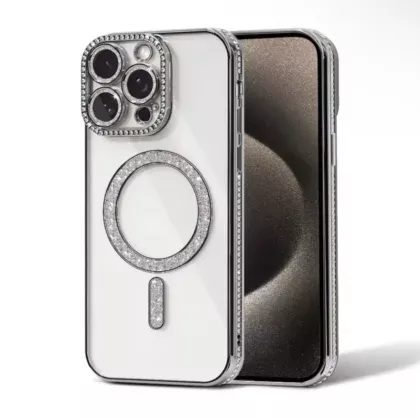 Чохол прозорий з блискітками Diamond Shining Case with MagSafe для iPhone 16 Pro