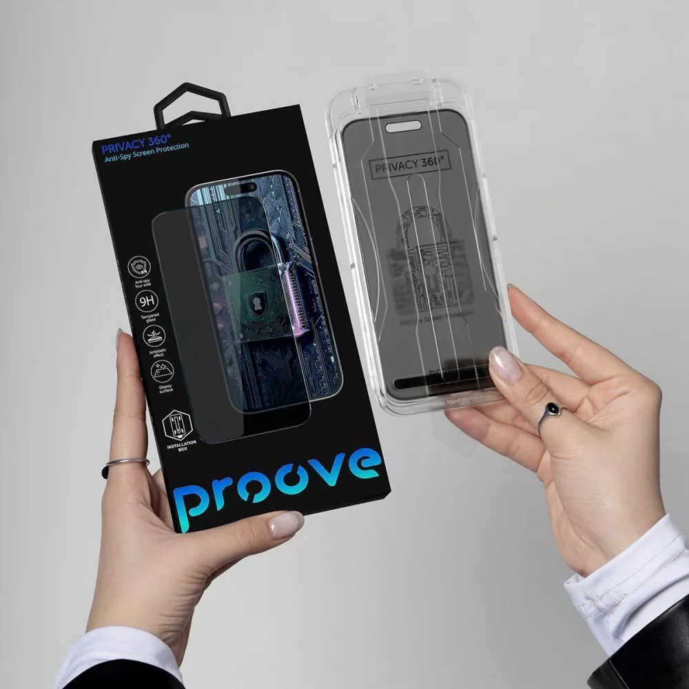 Захисне скло-антишпигун з монтажною рамкою Proove Privacy 360 Installation Box для iPhone 14 Pro - Зображення 4