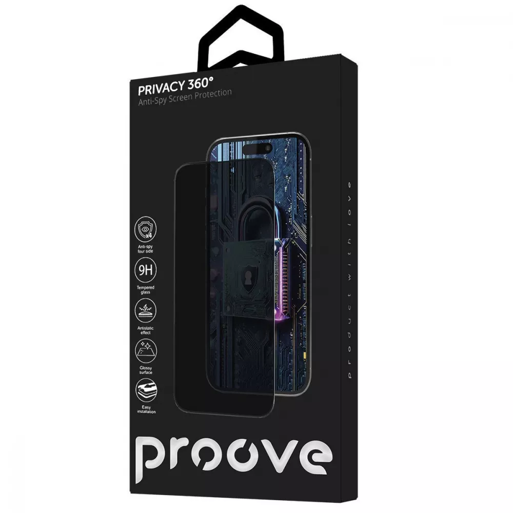 Захисне скло-антишпигун з монтажною рамкою Proove Privacy 360 Installation Box для iPhone 14 Pro