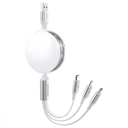Кабель Proove Triple Sync 3 in 1 Type-C + Micro USB + Lightning (1.2m) white