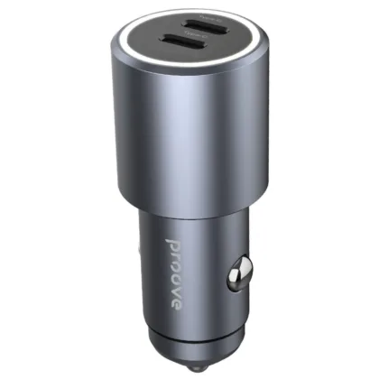 Автомобільний зарядний пристрій Proove Double Energy 50W (Type-C + Type-C) metal gray