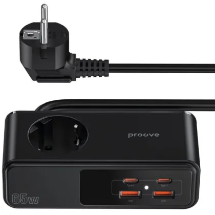 Мережевий фільтр Proove Homester Pro 65W (AC + 2xType-C + 2xUSB) 1.5m black