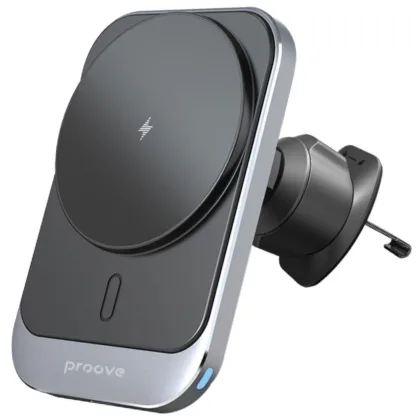 Автомобільний тримач з бездротовою зарядкою Proove Square Magnetic Pro 15W metal gray