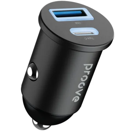 Автомобільний зарядний пристрій Proove Tiny Power 30W (Type-C + USB) black
