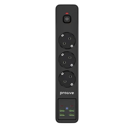 Мережевий фільтр Proove Power Strip P-03 (3 розетки + 4 USB + 2 Type-C) 2М black