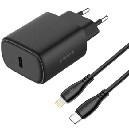 МЗП Proove Silicone Power 2 20W (Type-C) + Cable Type-C to Lightning (1m) black