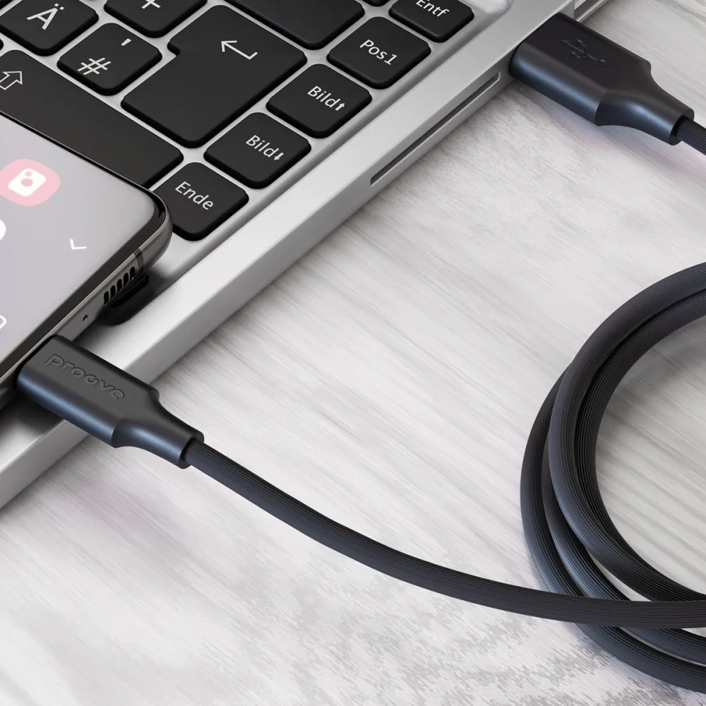 Кабель Proove Striped Silicone USB to Type-C (1m) black - Зображення 4