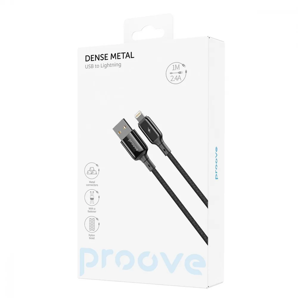 Кабель Proove Dense Metal USB to Lightning 2.4A (1m) white - Зображення 2