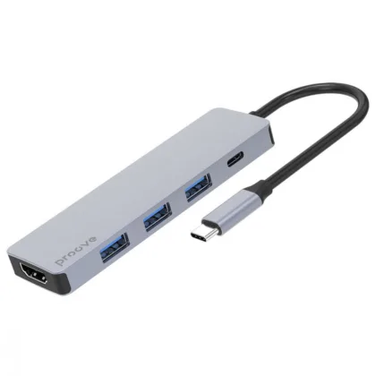 Type-C-Хаб Proove Iron Link 5 in 1 (3*USB3.0 + Type C + HDMI) silver