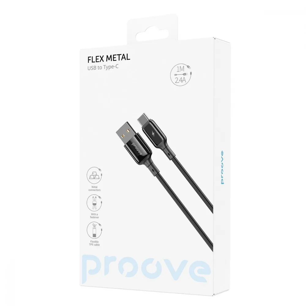 Кабель Proove Flex Metal USB to Type-C 2.4A (1m) white - Зображення 2