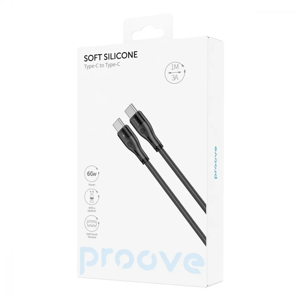 Кабель Proove Soft Silicone Type-C to Type-C 60W (1m) black - Зображення 2