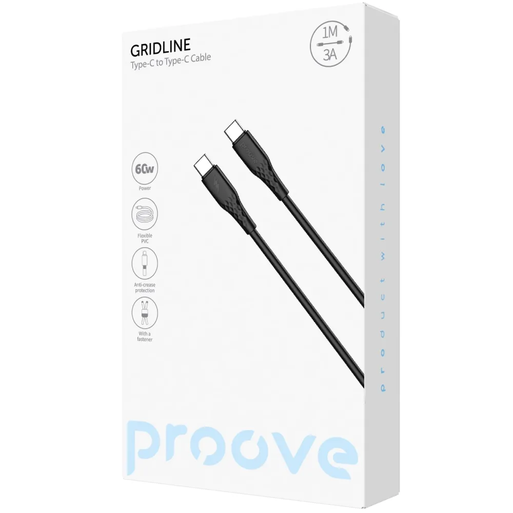 Кабель Proove GridLine Type-C to Type-C 60W (1m) white - Зображення 2