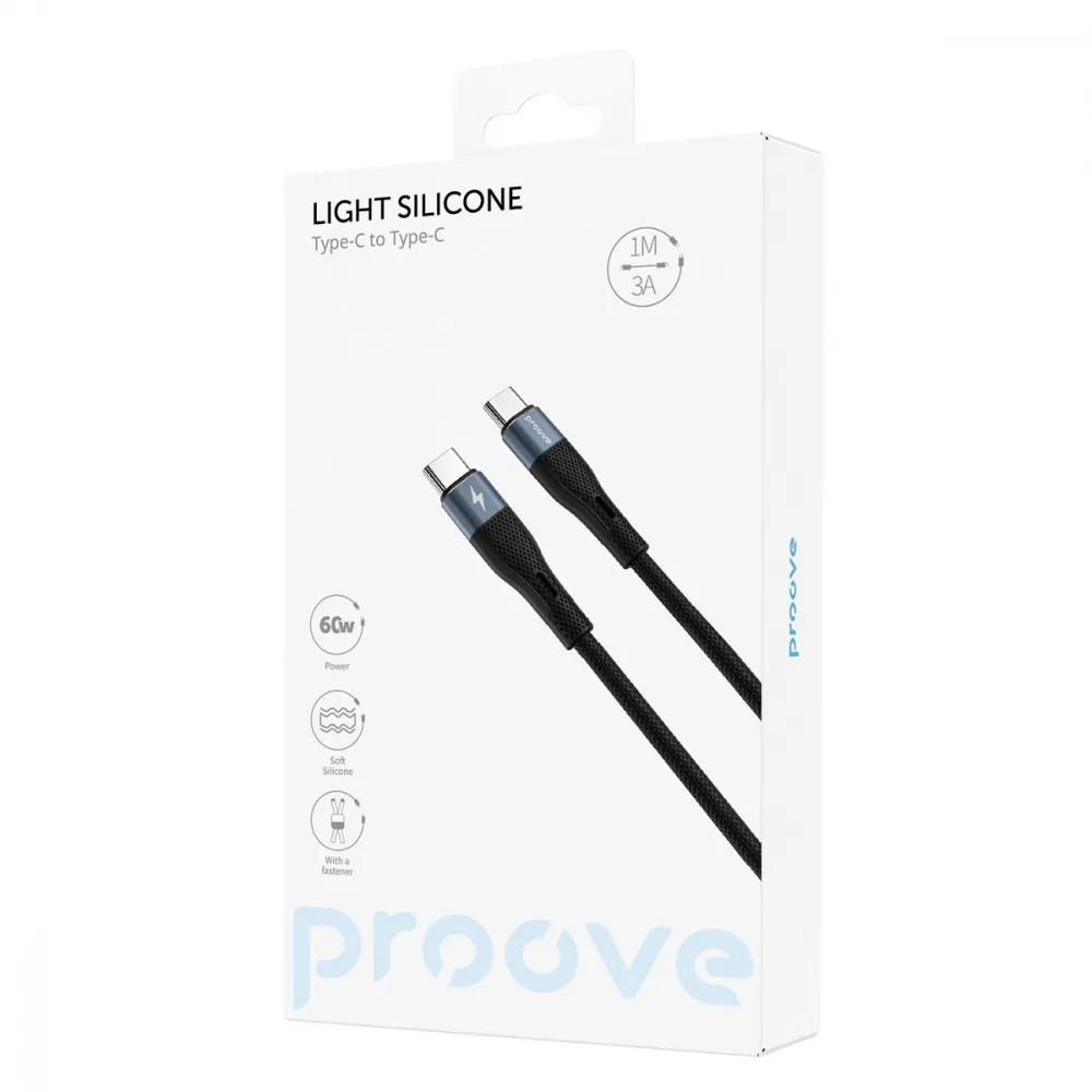 Кабель Proove Light Silicone Type-C to Type-C 60W (1m) white - Зображення 2