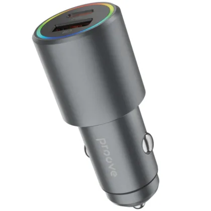 Автомобільний зарядний пристрій Proove Double Energy Plus 53W (USB + Type-C) metal gray