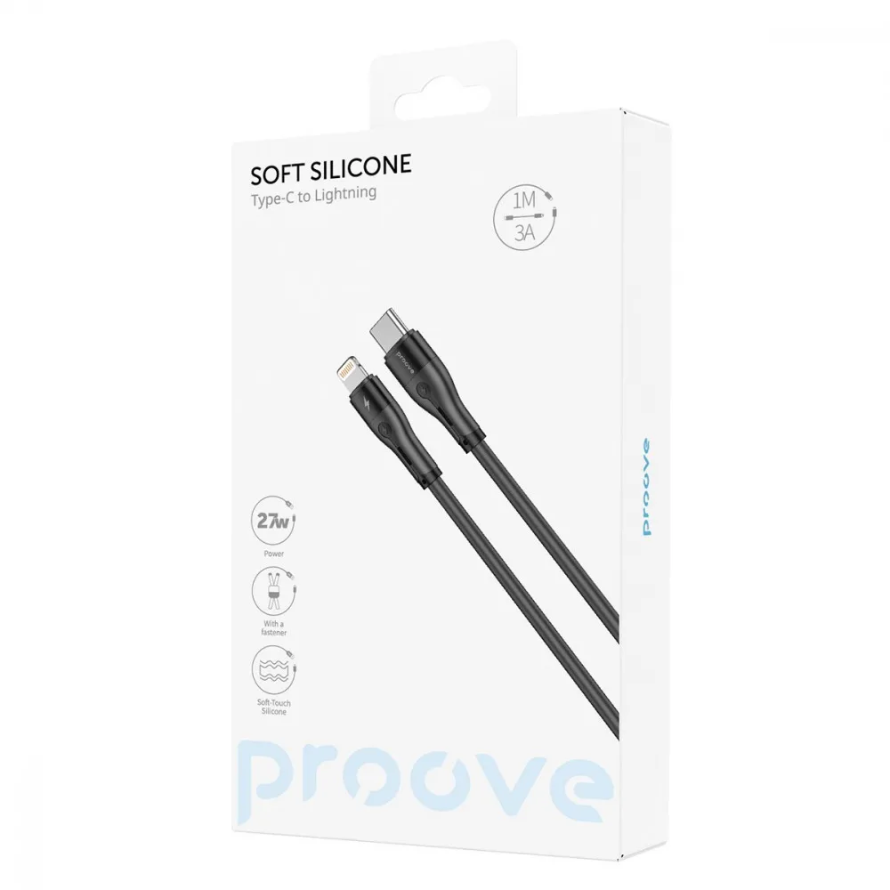 Кабель Proove Soft Silicone Type-C to Lightning 27W (1m) black - Зображення 2