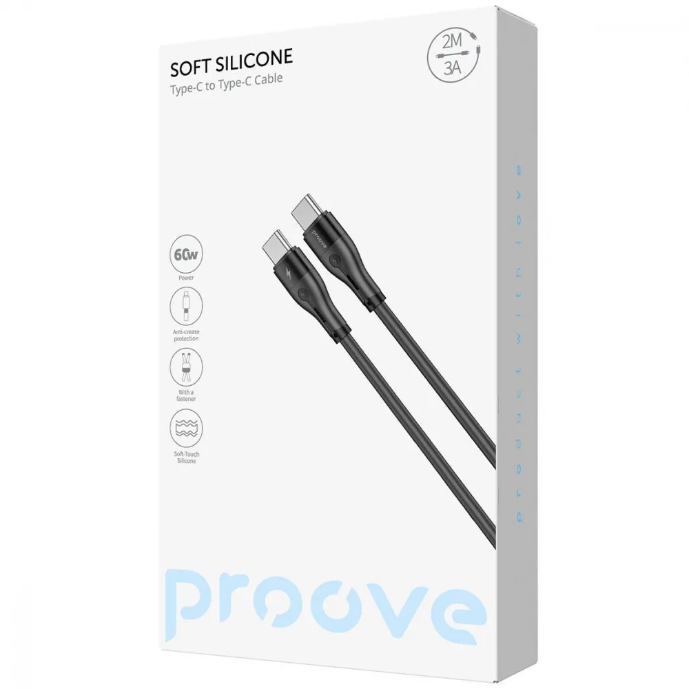 Кабель Proove Soft Silicone Type-C to Type-C 60W (2m) black - Зображення 2