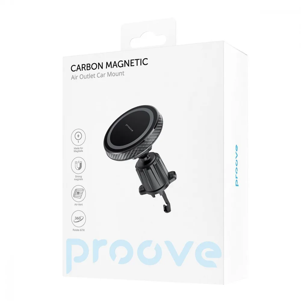 Автомобільний тримач Proove Carbon Magnetic Air Outlet Car Mount Magnetic Ring black - Зображення 2
