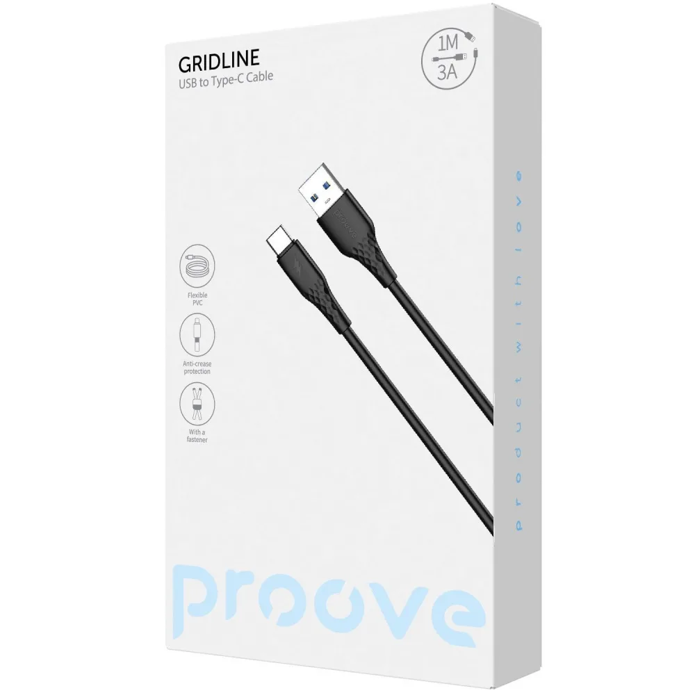 Кабель Proove GridLine USB to Type-C 3A (1m) white - Зображення 2