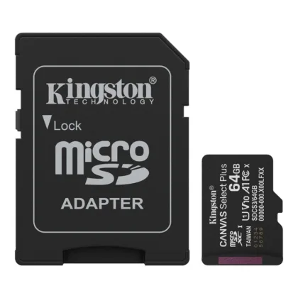 Карта пам’яті microSDXC (UHS-1) Kingston Canvas Select Plus Gen3 64Gb class 10 А1 (R-100MB/s) (adapter SD)