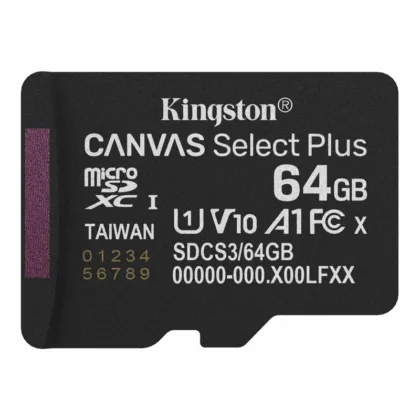 Карта пам’яті microSDXC (UHS-1) Kingston Canvas Select Plus Gen3 64Gb class 10 А1 (R-100MB/s)