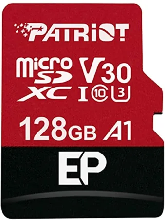 Карта пам’яті microSDXC (UHS-1 U3) Patriot EP Series 128Gb class 10 V30 (R-100MB/s, W-80MB/s) (adapter SD)
