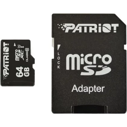 Карта пам’яті microSDXC (UHS-1) Patriot LX Series 64Gb class 10 (adapter SD)