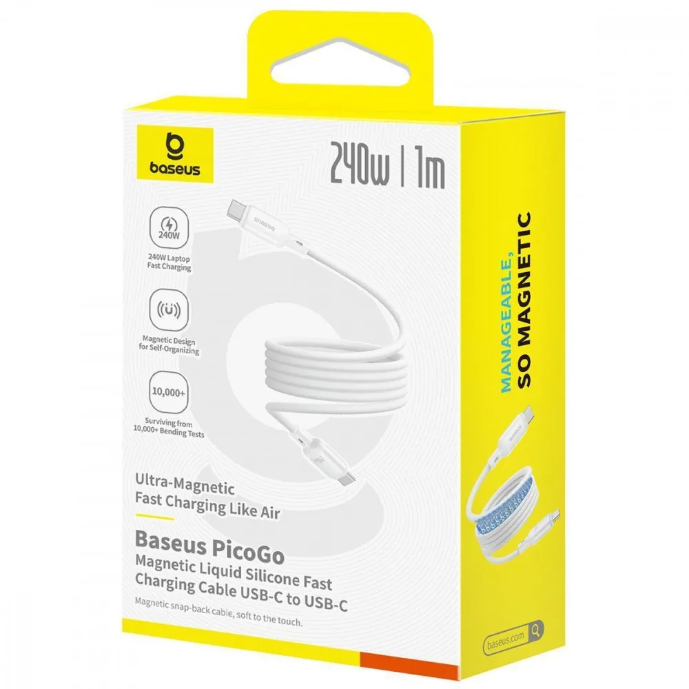 Кабель Baseus PicoGo Magnetic Liquid Silicone Type-C to Type-C 240W (1m) pink - Зображення 2