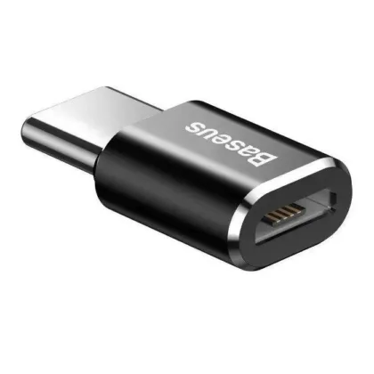 Адаптер-перехідник Baseus Micro USB Female to Type-C Male 2.4A (CAMOTG-01) Black | Чорний